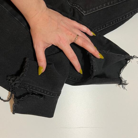 Everlane Black Skinny Jeans Women’s Size 27 | Fray Hem Slit Ankle Denim Stretch - Picture 5 of 8